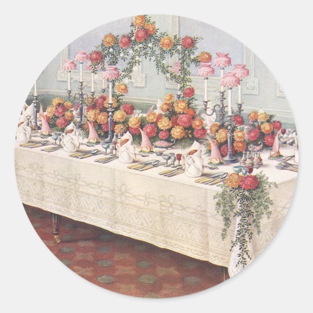 Sticker Rond Table de banquet de mariage vintage (Devant)
