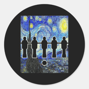 Sticker Rond Table de football Foosll Nuit Étoilée Van Gogh Drô