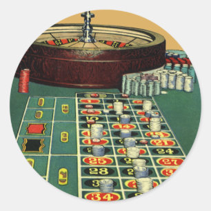 Sticker Rond Table de roulette de casino de jeu vintage, jetons