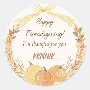 Sticker Rond Table Friendsgiving Party Russe