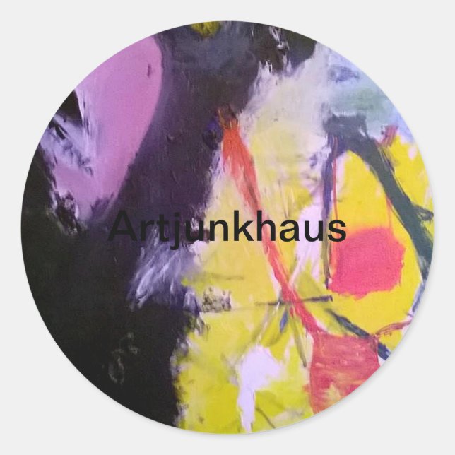 Sticker Rond Tableau Abstrait de Jeff Hankamer Artjunkhaus Art (Devant)