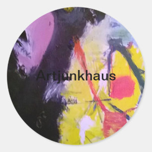 Sticker Rond Tableau Abstrait de Jeff Hankamer Artjunkhaus Art