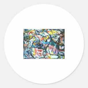 Sticker Rond Tableau abstrait Jeff Hankamer Artjunkhaus Art