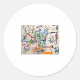 Sticker Rond Tableau abstrait Jeff Hankamer Artjunkhaus Art