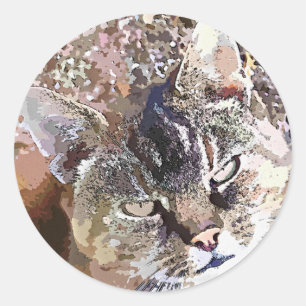 STICKER ROND TABLEAU CAT
