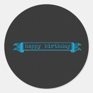 Sticker Rond Tableau de bleu de joyeux anniversaire