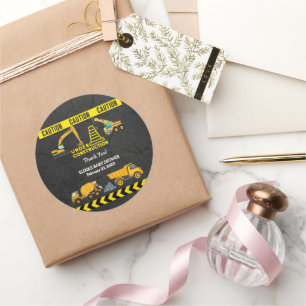 Sticker Rond Tableau de bord en construction Baby shower