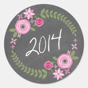 Sticker Rond Tableau de bord Inspiré Pink Floral Wreath 2014 Gr