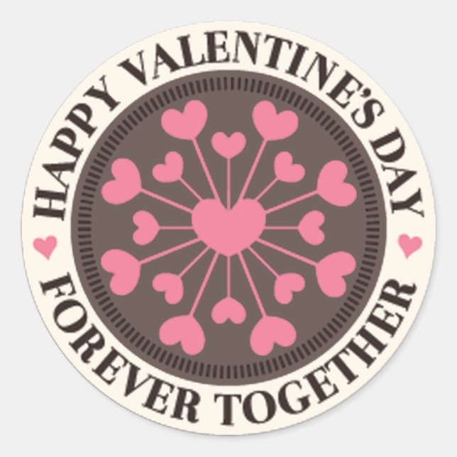 Sticker Rond Tableau de Coeurs pour toujours ensemble Valentine (Devant)