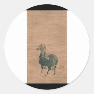 Sticker Rond Tableau de Miyamoto Musashi, vers les années 1600