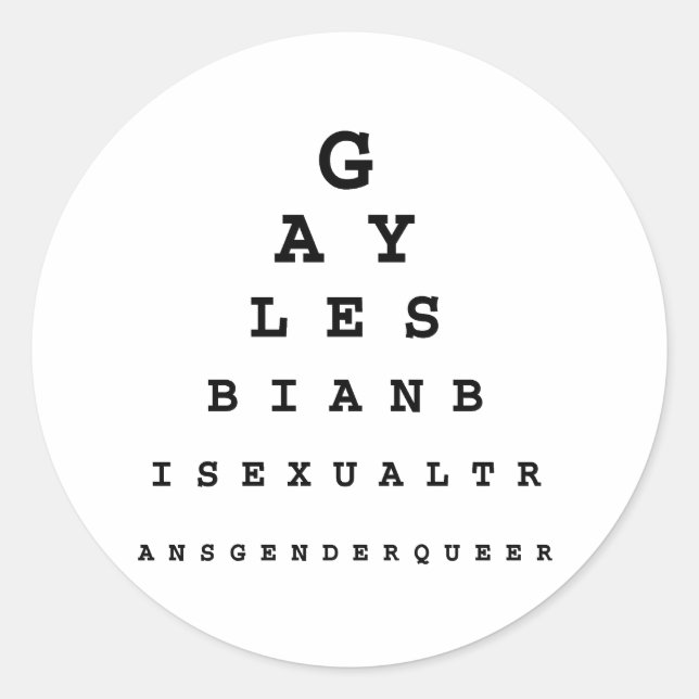 Sticker Rond Tableau de test visuel gay (Devant)