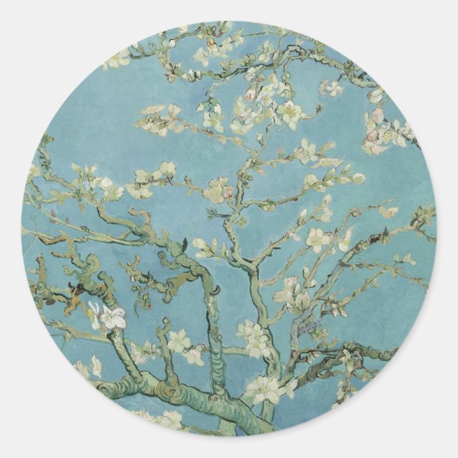 Sticker Rond Tableau des fleurs d'amandes de Van Gogh (Devant)