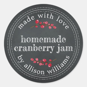 Sticker Rond Tableau Noir de Confiture de Cranberry Faite Maiso