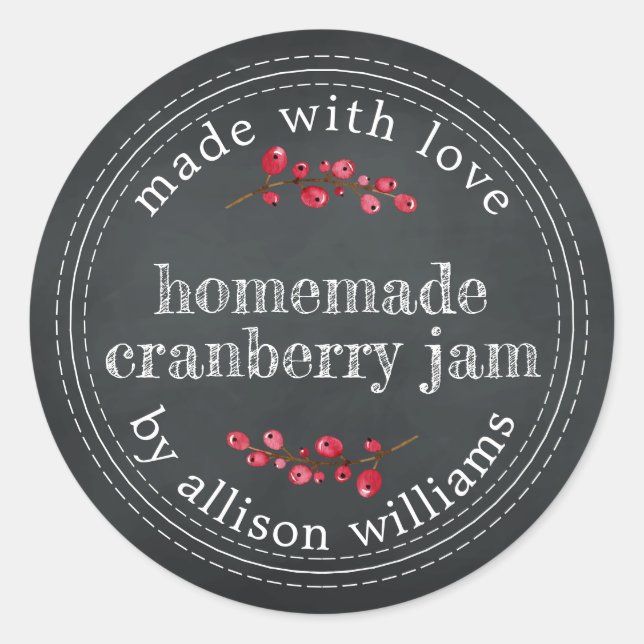 Sticker Rond Tableau Noir de Confiture de Cranberry Faite Maiso (Devant)