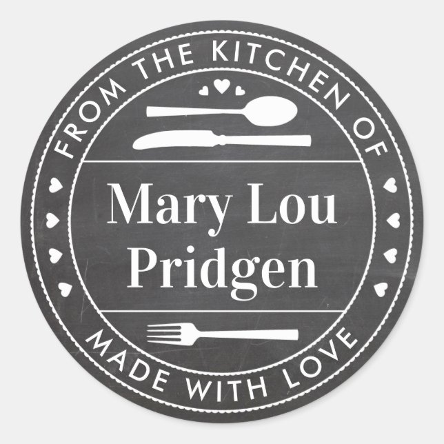 Sticker Rond Tableau noir de la cuisine du cadeau alimentaire (Devant)