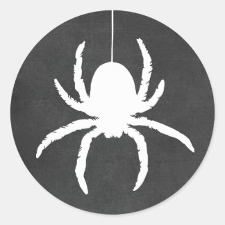 Sticker Rond Tableau noir et blanc de l'Araignée d'Halloween
