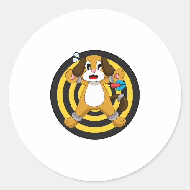 Sticker Rond Tableau noir fléchettes de chien (Devant)