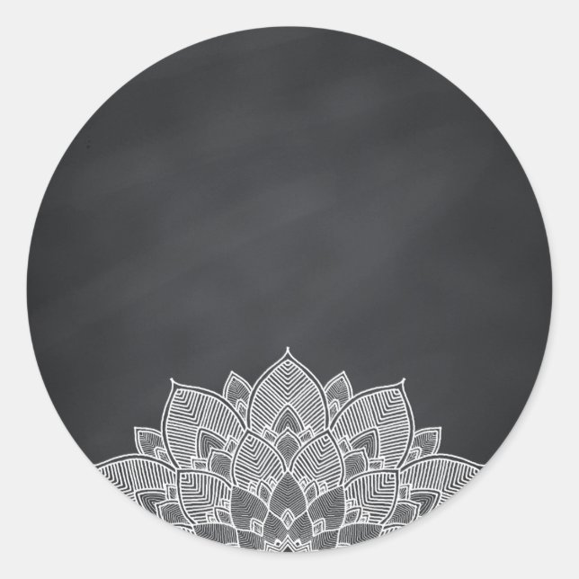Sticker Rond Tableau noir Mandala Lotus Flower Swirl (Devant)