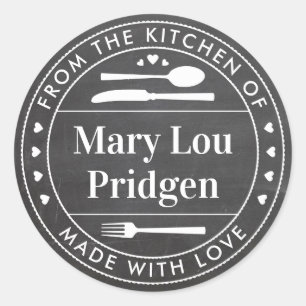 Sticker Rond Tableau noir pour cadeau gastronomique de la cuisi
