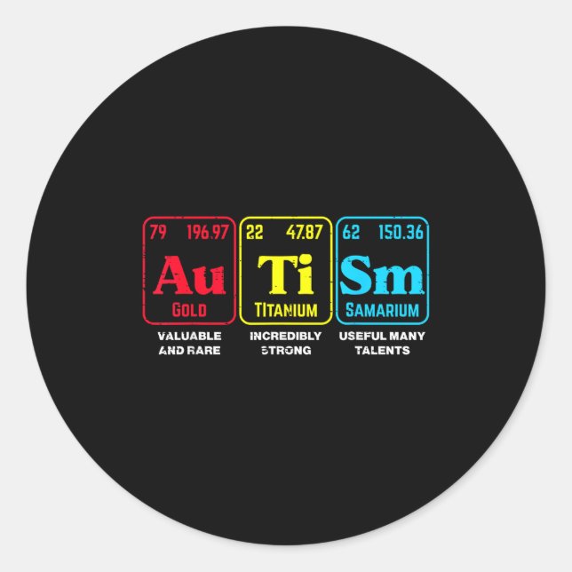 Sticker Rond tableau périodique de sensibilisation à l'autisme  (Devant)