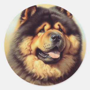 Sticker Rond Tableau vintage Chow-Chow
