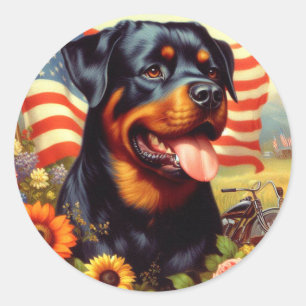 Sticker Rond Tableau vintage Rottweiler