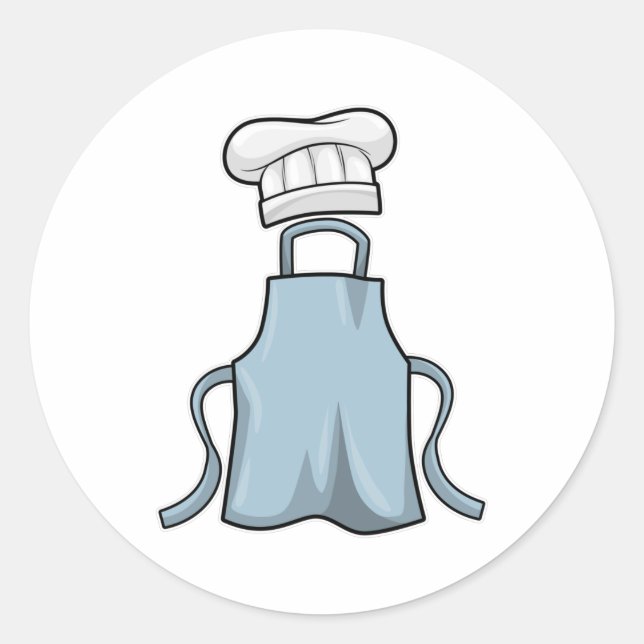 Sticker Rond tablier de cuisine et casquette de Cuisine (Devant)