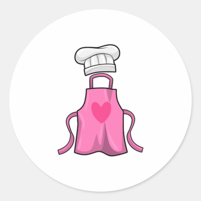 Sticker Rond tablier de cuisine et casquette de Cuisine avec co (Devant)