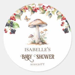 Sticker Rond Tabouret en bois et Baby shower d'automne de champ