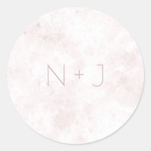 Sticker Rond Tache d'aquarelle rose blush mariage moderne glamo