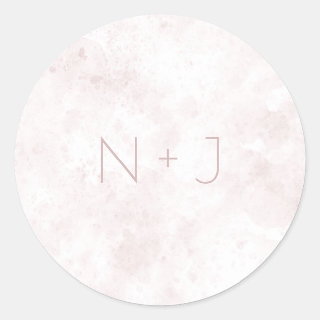 Sticker Rond Tache d'aquarelle rose rose Mariage Glam Moderne (Devant)