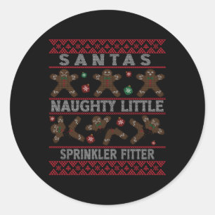 Sticker Rond Tâche d'installation d'arroseur Père Noël