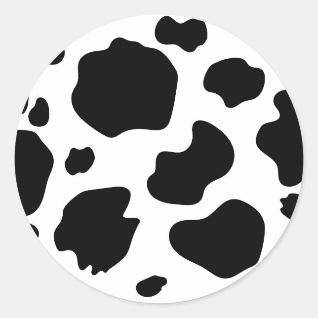 Sticker Rond Taches de vache Moo Impression noir et blanc Fête  (Devant)