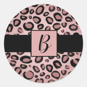 Sticker Rond Taches imprimées guépard léopard peintes en rose e