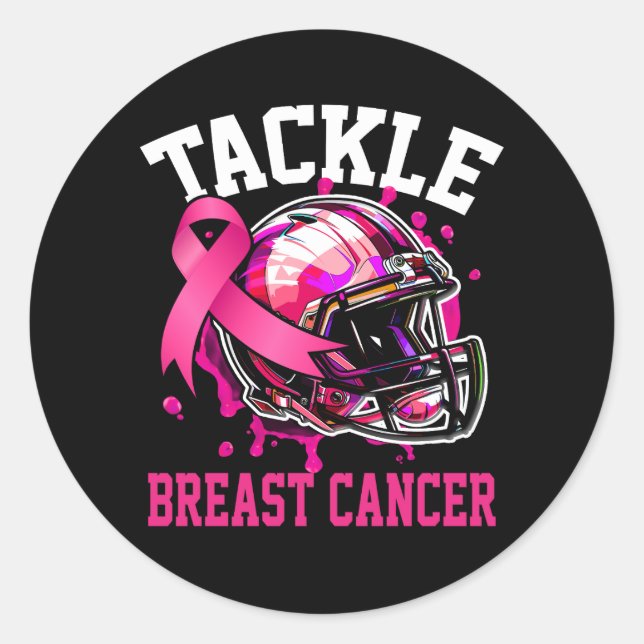 Sticker Rond Tackball Football Cancer du sein Sensibilisation H (Devant)