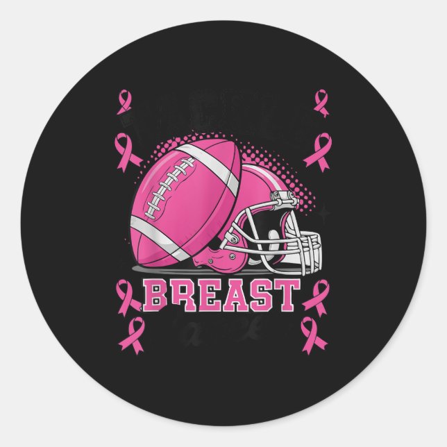 Sticker Rond Tackle Breast Cancer Awareness Nk Ribbon Football  (Devant)