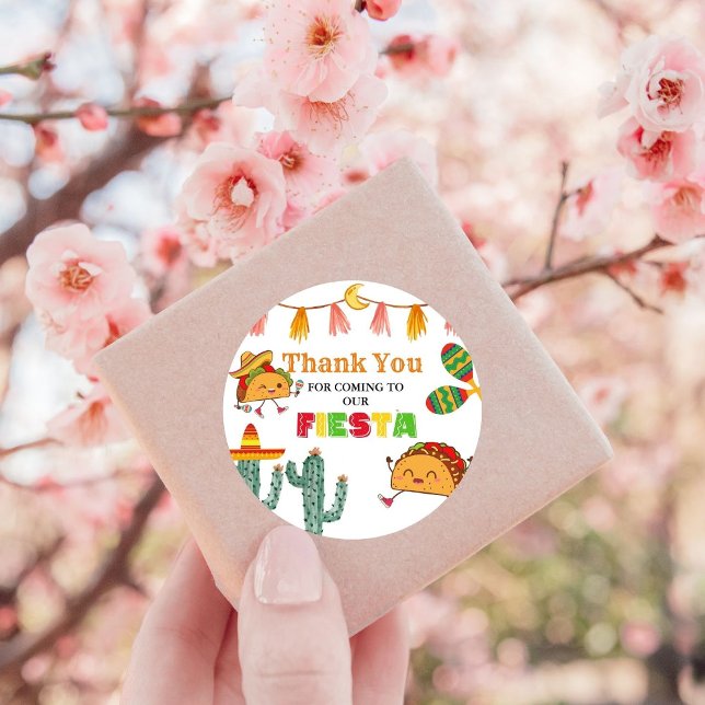 Sticker Rond Taco à propos de bébé Fête de bébé mexicaine Merci (Créateur téléchargé)
