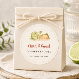 Sticker Rond Taco à propos de l'Amour Fête Favori Couple Shower