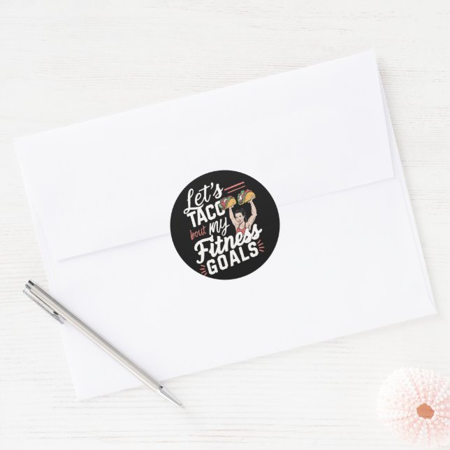 Sticker Rond Taco ‘À propos de mes objectifs de remise en forme (Enveloppe)