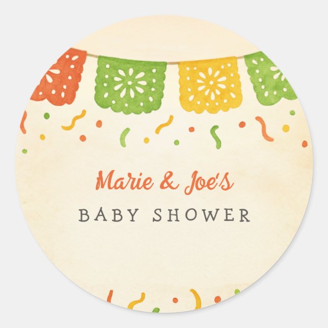 Sticker Rond Taco Bout A Baby Fiesta Baby shower (Devant)