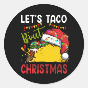 Sticker Rond Taco Bout Noël Drôle Santa Hat Taco Lov
