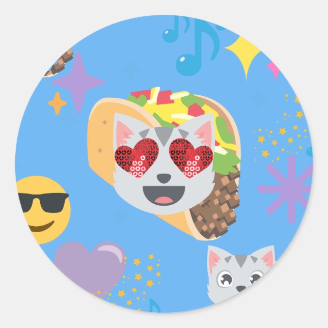 Sticker Rond taco cat emoji (Devant)