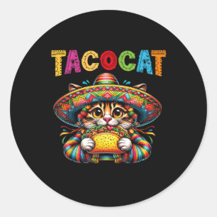 Sticker Rond Taco Chat Pour Femmes & ; Enfants - Tacocat Cin