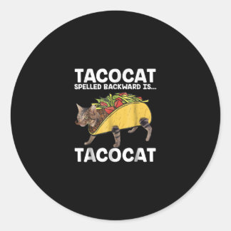 Sticker Rond Taco & Chat - Tacocat Arrimé En Arrière Est Tacoca
