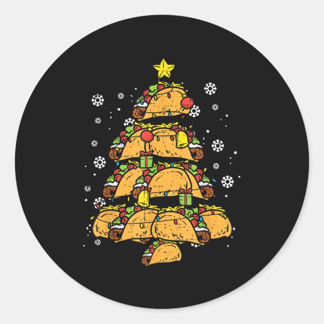 Sticker Rond Taco Christmas Tree Xmas Mexican Food  (Devant)