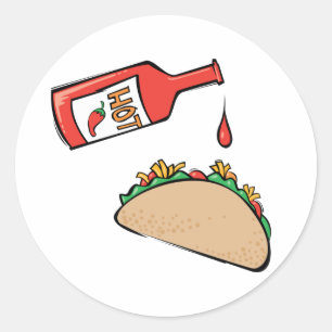 Sticker Rond Taco et sauce chaude