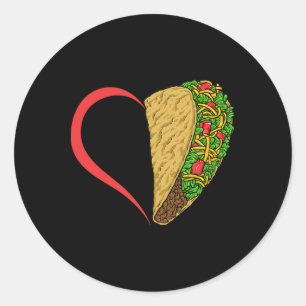Sticker Rond Taco Heart Taco Mardi Cinco De Mayo Taco Amateurs