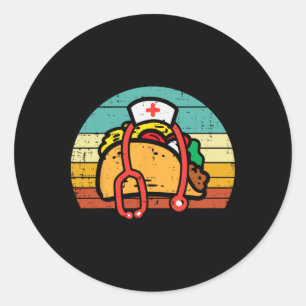 Sticker Rond Taco Infirmière Stethoscope Cinco De Mayo Infirmiè