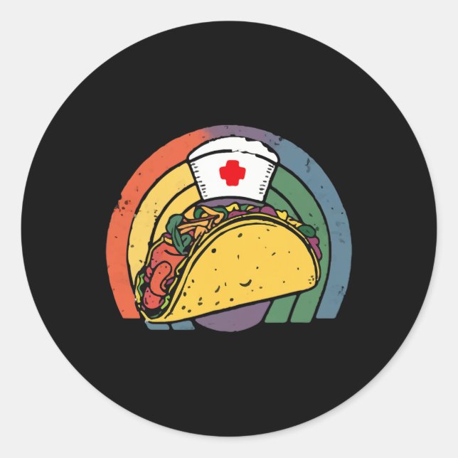 Sticker Rond Taco Infirmière Stethoscope Cinco De Mayo Infirmiè (Devant)