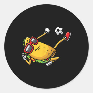 Sticker Rond Taco Jouant Au Football Mexicain Cinco De Mayo Enf